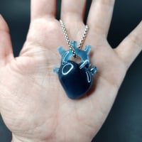 Image 4 of Big ol sparkly blue heart pendant 