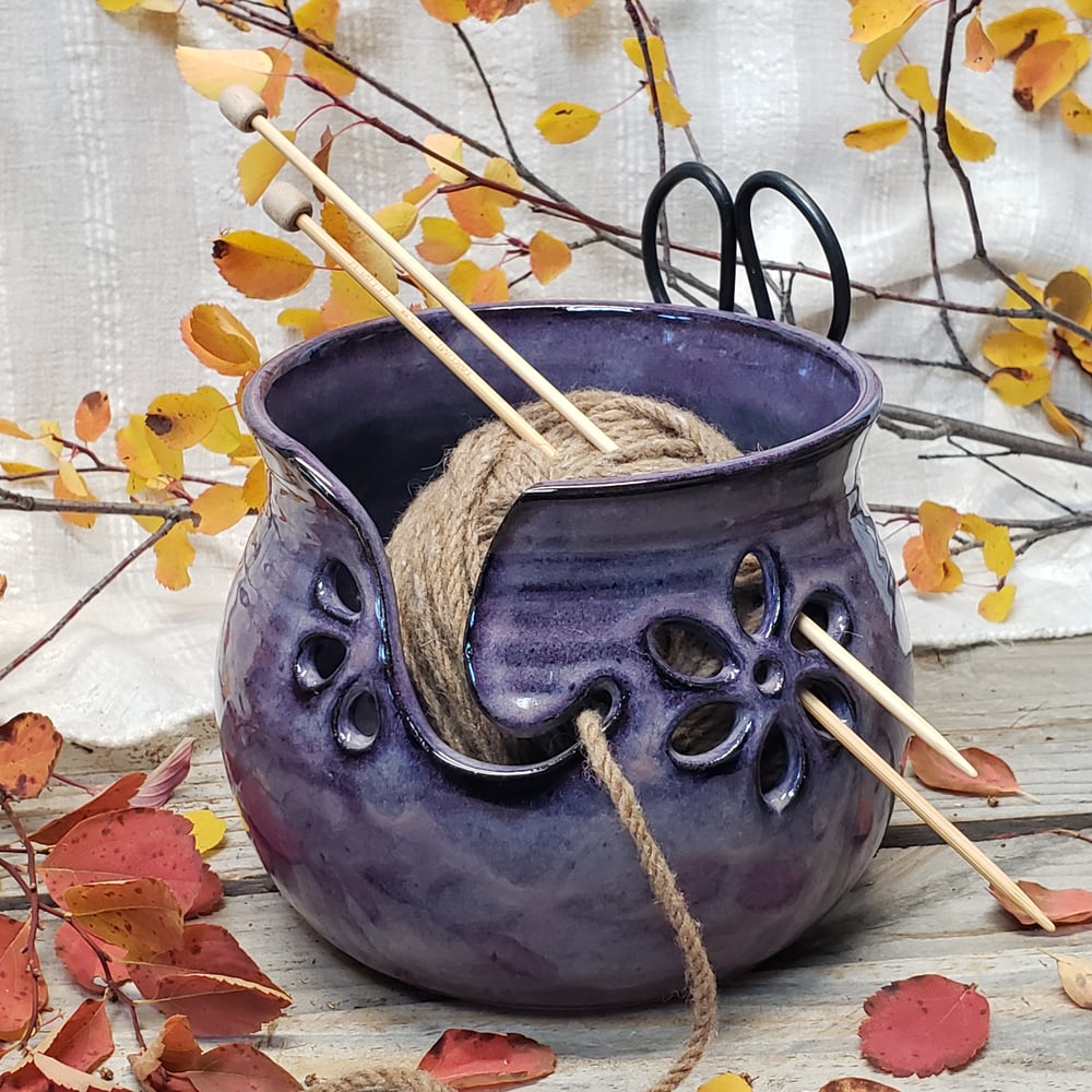 Image of Yarn Bowl for your wool with Bonsai Snips: Huckleberry (Purple)