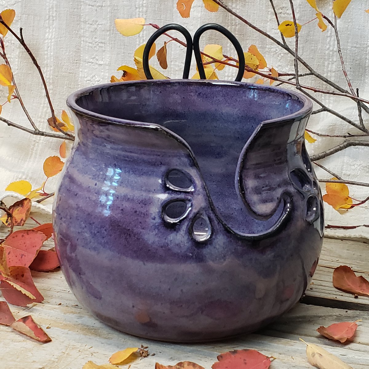 Image of Yarn Bowl for your wool with Bonsai Snips: Huckleberry (Purple)