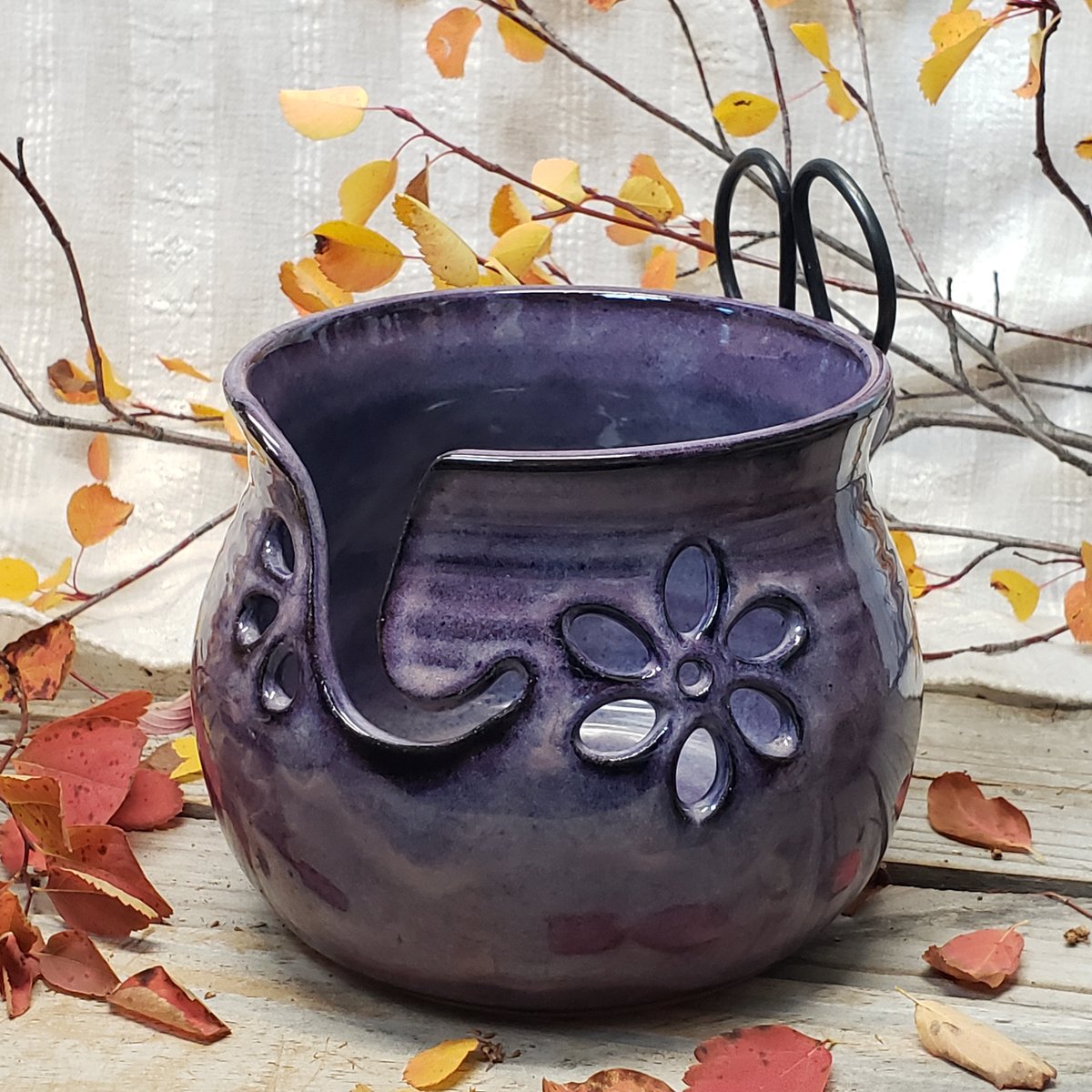 Image of Yarn Bowl for your wool with Bonsai Snips: Huckleberry (Purple)