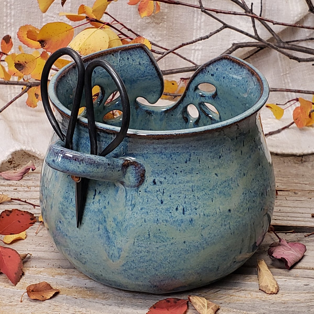 Image of Yarn Bowl for your wool with Bonsai Snips: Glacial Waters (Turquoise)