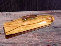 Image 2 of Handmade Maple wood Keepsake Box with Walnut bottom and handle, Knife Box, Wooden Treasure box,