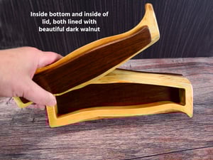 Image of Handmade Maple wood Keepsake Box with Walnut bottom and handle, Knife Box, Wooden Treasure box,