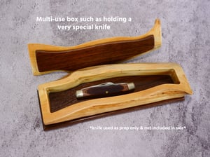 Image of Handmade Maple wood Keepsake Box with Walnut bottom and handle, Knife Box, Wooden Treasure box,