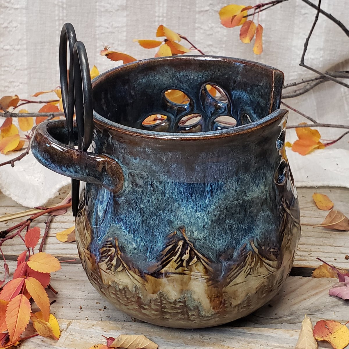 Image of Yarn Bowl/Crafter's Catch-all with Bonsai Snips: Nestled in the Woods #1