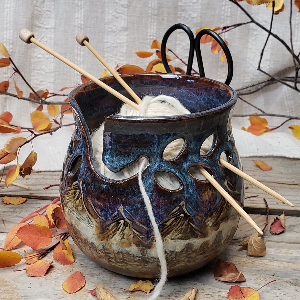 Image of Yarn Bowl/Crafter's Catch-all with Bonsai Snips: Nestled in the Woods #3