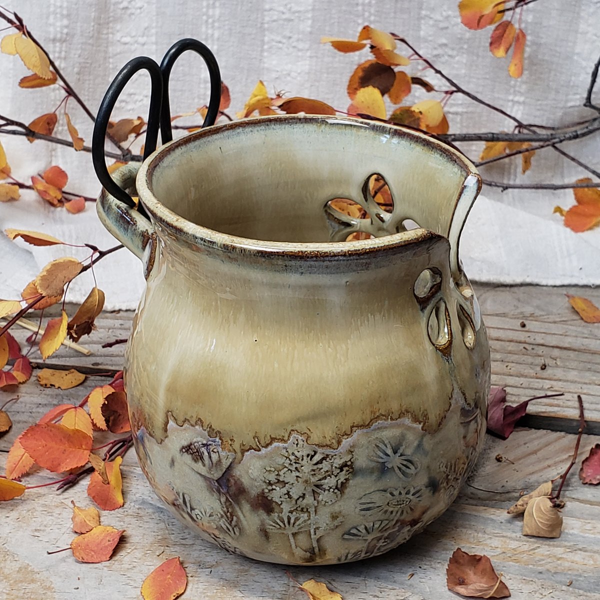 Image of Yarn Bowl/Crafter's Catch-all with Bonsai Snips: Wildflowers