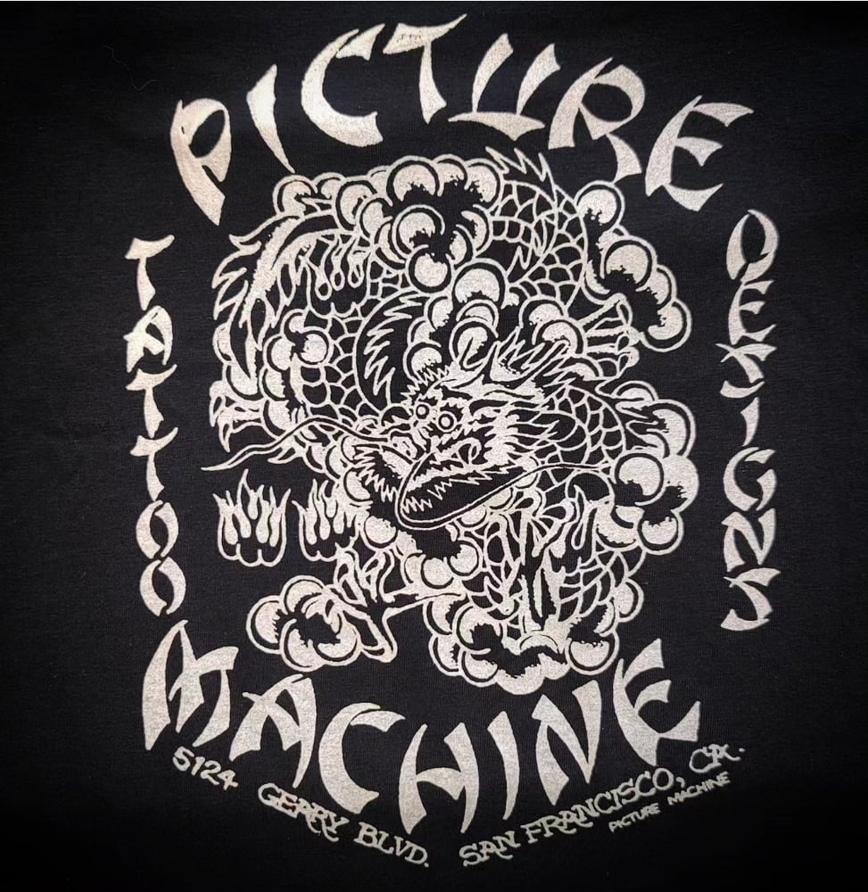 Image of OG Picture Machine Tattoo tshirt white on black