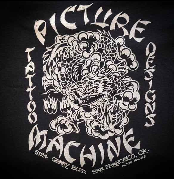 Image of OG Picture Machine Tattoo tshirt white on black