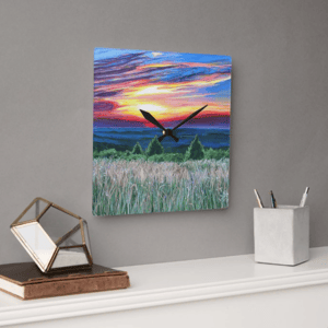 Image of Sunset On The Ridge Acrylic Glass Clock