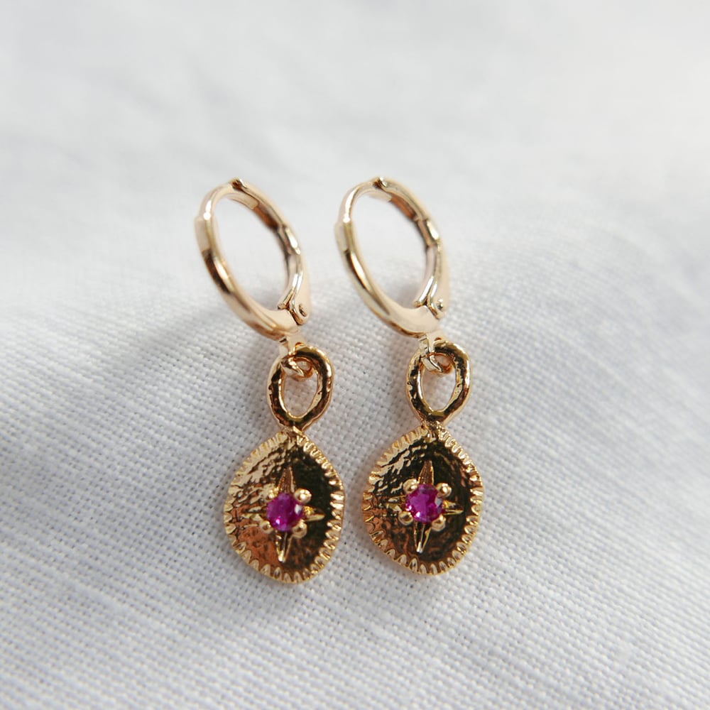 Image of Sun Charm Earrings - Rose Pink