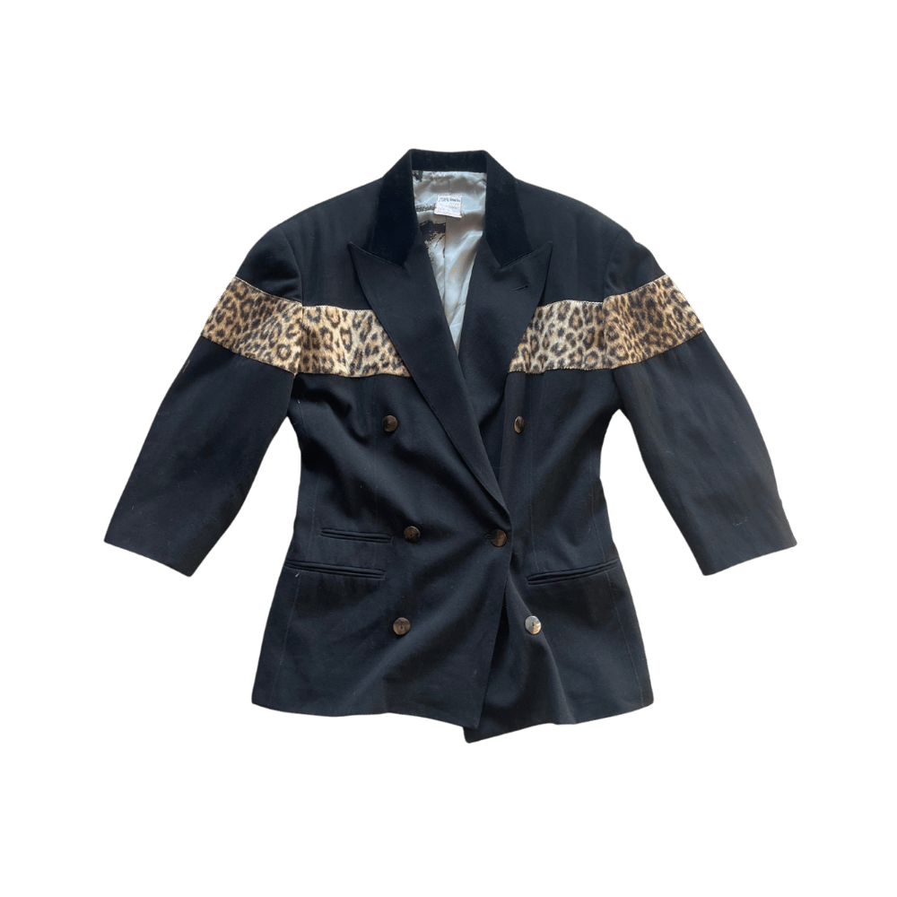 Image of JEAN PAUL GAULTIER BLACK LEOPARD BLAZER
