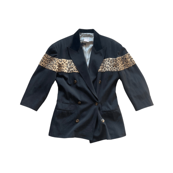 Image of JEAN PAUL GAULTIER BLACK LEOPARD BLAZER