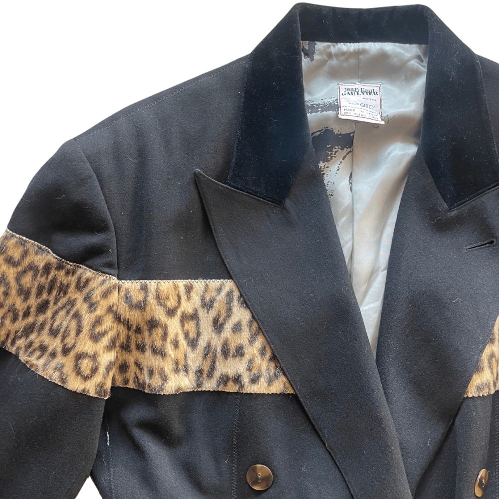 Image of JEAN PAUL GAULTIER BLACK LEOPARD BLAZER