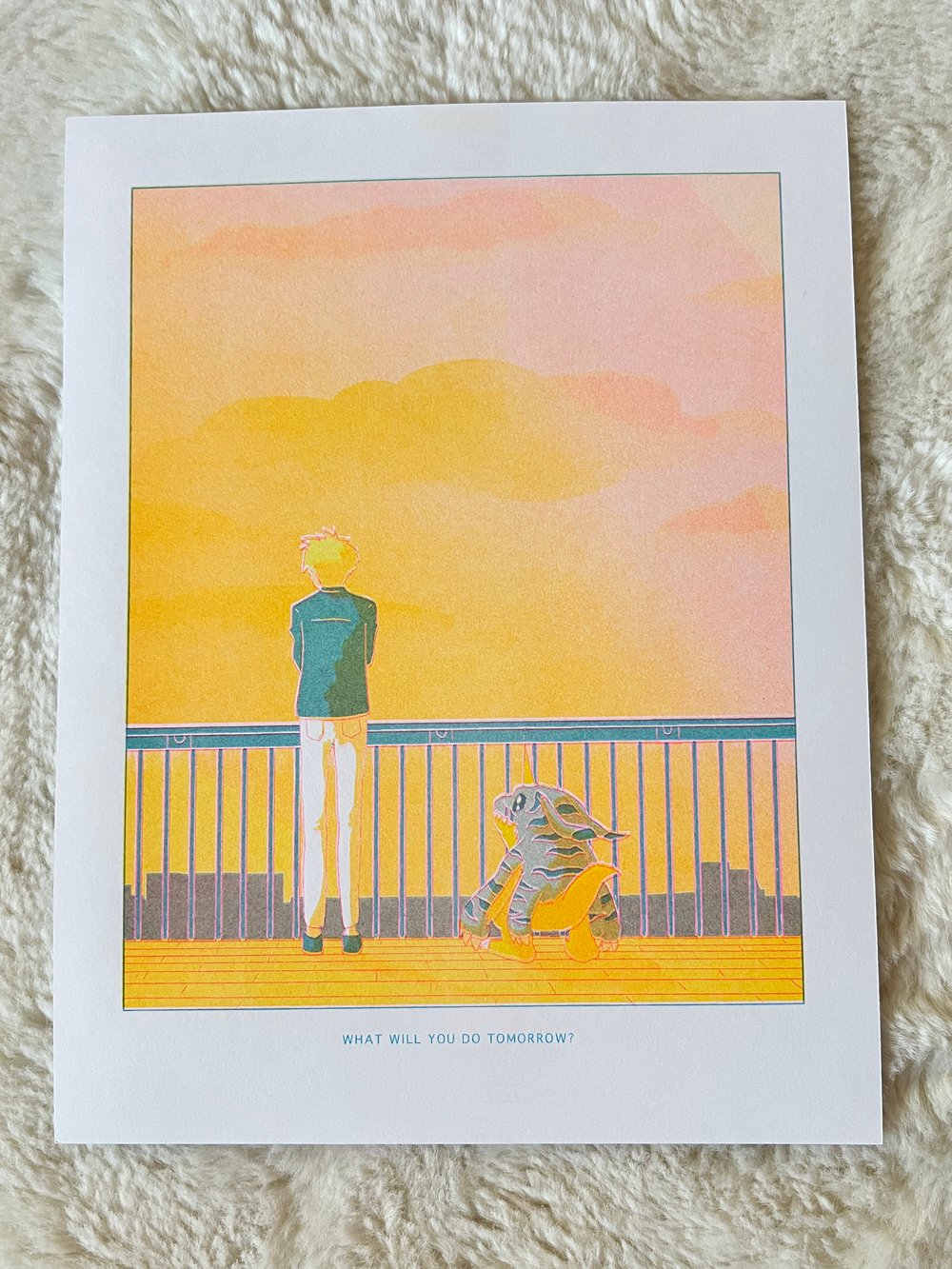 Image of "What Will You Do Tomorrow?" Matt + Gabumon Risograph