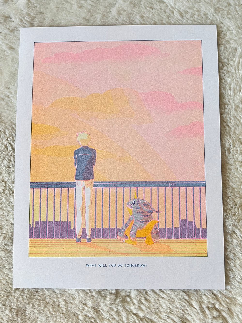 Image of "What Will You Do Tomorrow?" Matt + Gabumon Risograph