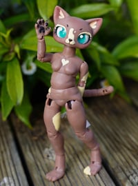 Image 1 of Cocoa Butter Shorthaired Cat Girl OOAK Small 1/6 Ball Jointed Doll