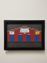 Image 1 of Painted Framed Blackburn Rovers Ewood Park Blackburn End Turnstiles Wooden Wall Hanging Art