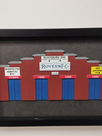 Image 4 of Painted Framed Blackburn Rovers Ewood Park Blackburn End Turnstiles Wooden Wall Hanging Art