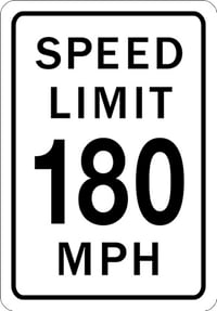 180 mph - metal sign - AS0002