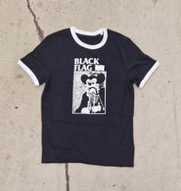 Image 1 of Black Flag Mickey Mouse black ringer t-shirt