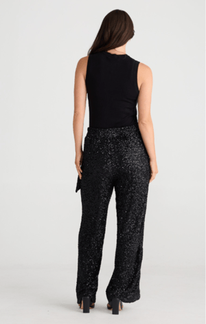 Image of Mae Wrap Pant. Black sequins. By Brave and True