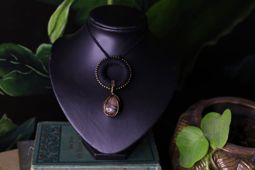 Image of Black hemp chiastolite necklace - XS