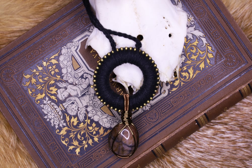 Image of Black hemp chiastolite necklace - XS