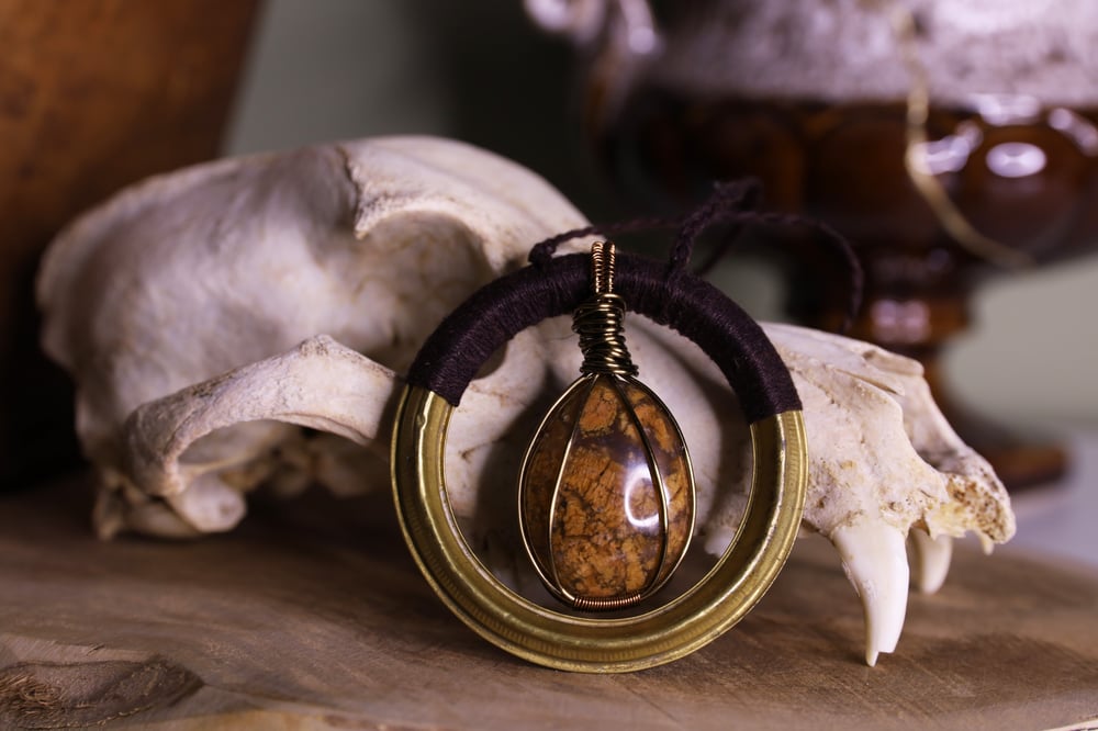 Image of Brass ring bracciated jasper necklace