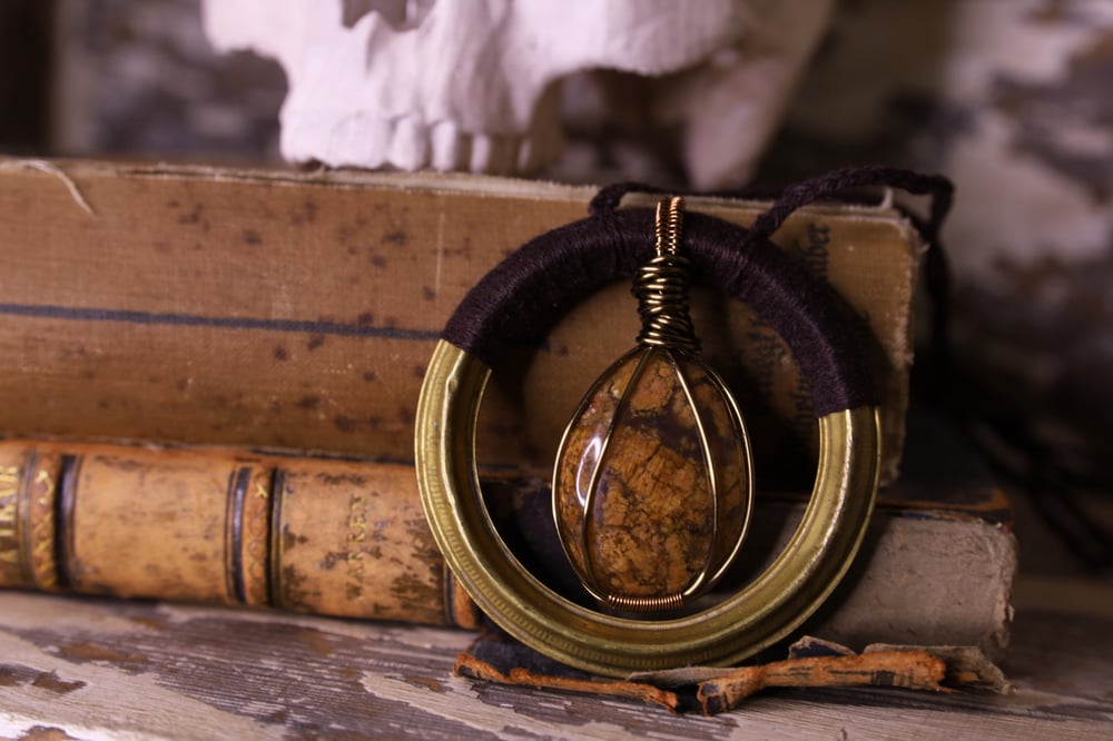 Image of Brass ring bracciated jasper necklace