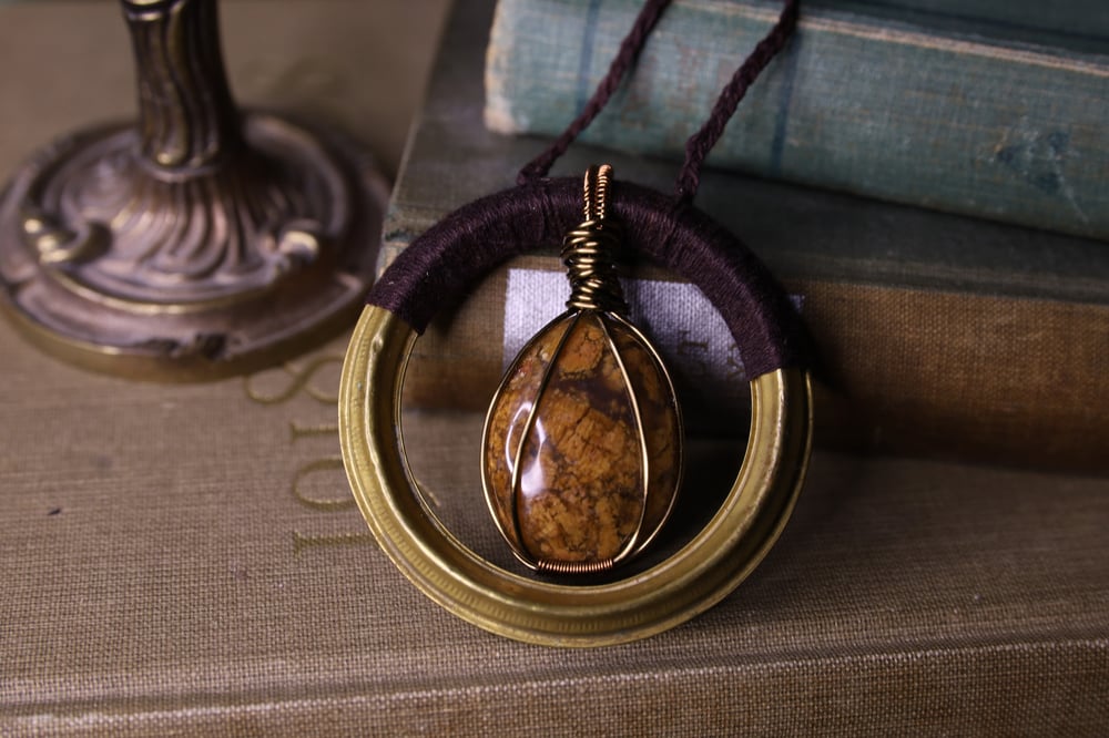 Image of Brass ring bracciated jasper necklace