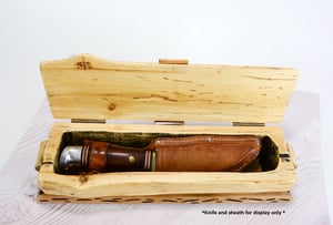 Image of Handmade Ash log wood Keepsake Box with Maple bottom, Knife Box, Wooden Treasure box, Jewelry Box
