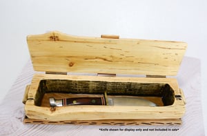 Image of Handmade Ash log wood Keepsake Box with Maple bottom, Knife Box, Wooden Treasure box, Jewelry Box