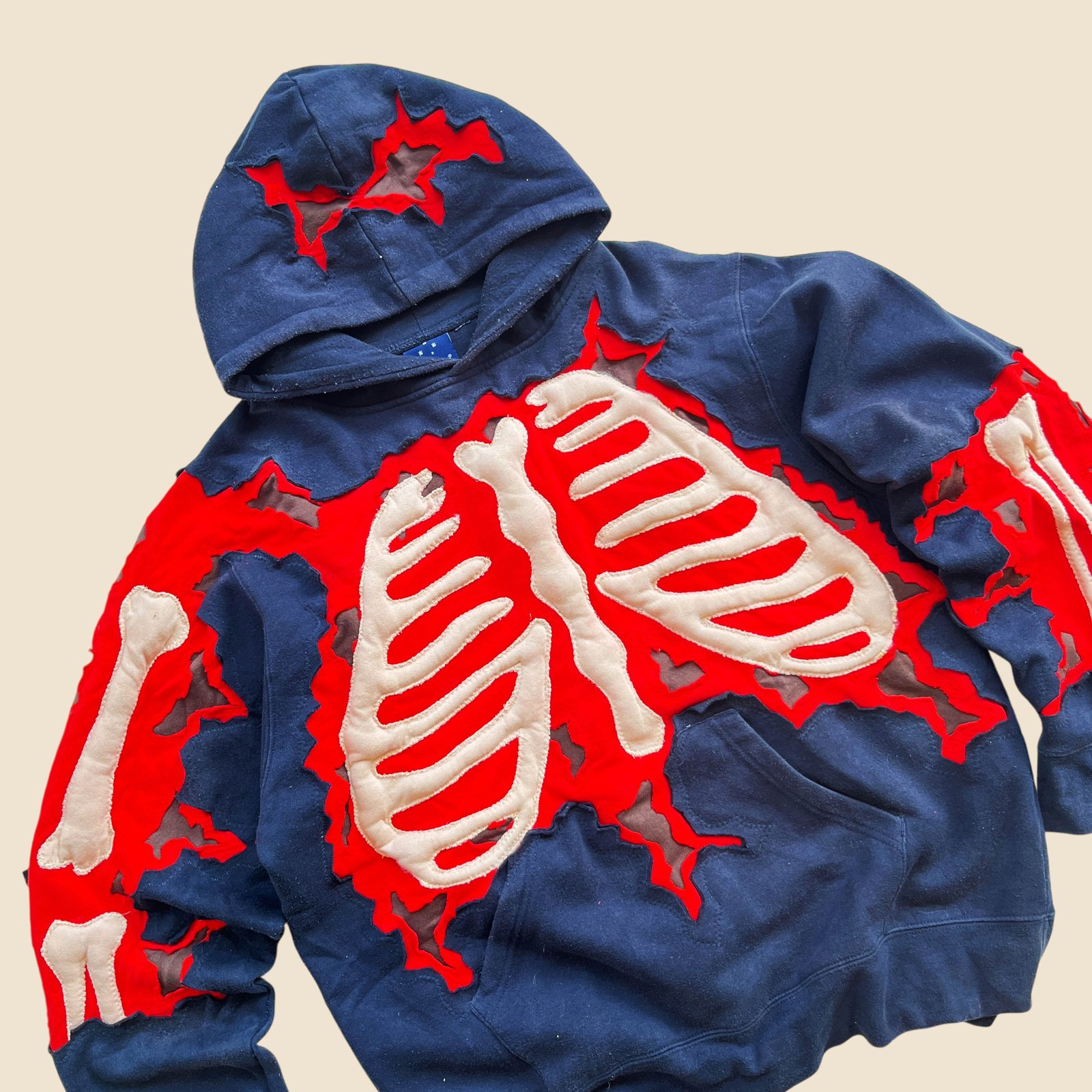 REWORKED CRACKY 3D PUFF BONES HOODIE SIZE L / XL | konkrite market