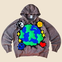 Image 1 of REWORKED CRACKY 3D PUFF DARK GREY EARTH HOODIE XL