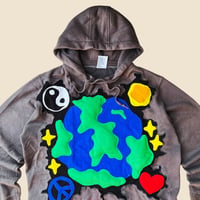 Image 2 of REWORKED CRACKY 3D PUFF DARK GREY EARTH HOODIE XL