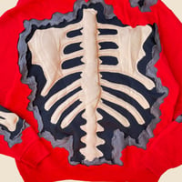 Image 5 of REWORKED CRACKY 3D PUFF BONES RED HOODIE SIZE M