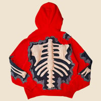 Image 4 of REWORKED CRACKY 3D PUFF BONES RED HOODIE SIZE M