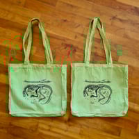 Image 5 of Double-Sided Tote Bag - white or green - "Let Me Rest" Gorgosaurus & Roadrunner - 100% Cotton 