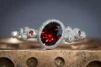 Image 1 of 'garnet bobbler' - Recycled silver, garnet and diamond ring