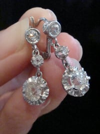 Image 3 of EDWARDIAN FRENCH 18CT LARGE OLD CUT DIAMOND 1.10ct DROP EARRINGS