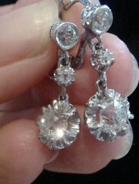 Image 4 of EDWARDIAN FRENCH 18CT LARGE OLD CUT DIAMOND 1.10ct DROP EARRINGS