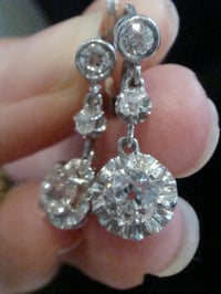 Image 1 of EDWARDIAN FRENCH 18CT LARGE OLD CUT DIAMOND 1.10ct DROP EARRINGS