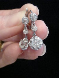 Image 5 of EDWARDIAN FRENCH 18CT LARGE OLD CUT DIAMOND 1.10ct DROP EARRINGS