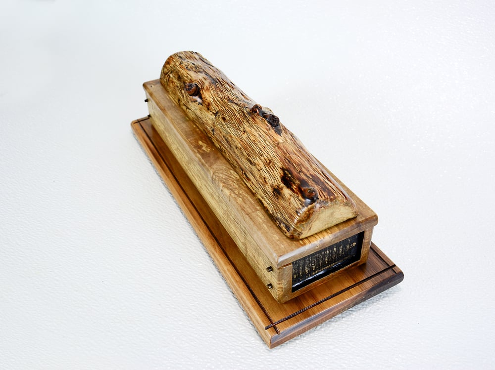 Image of Handmade Ash log wood Keepsake Box with Maple box and Walnut Bottom, Knife Box, Wooden Treasure box