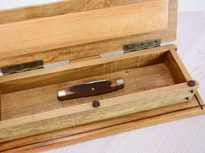 Image of Handmade Ash log wood Keepsake Box with Maple box and Walnut Bottom, Knife Box, Wooden Treasure box