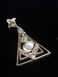 Image 1 of EDWARDIAN FRENCH 18CT YELLOW GOLD PEARL AND DIAMOND PENDANT