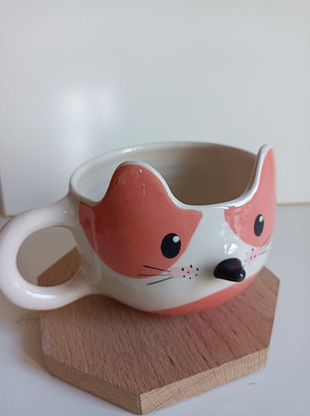 Image of Tasse chat corail 