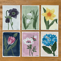 Image 1 of Personalised Flower Painting Original – Custom Postcard-Sized Artwork