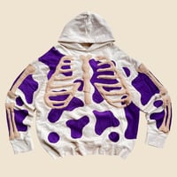 Image 1 of REWORKED PURPLE LIQUID 3D PUFF BONES HOODIE SIZE L